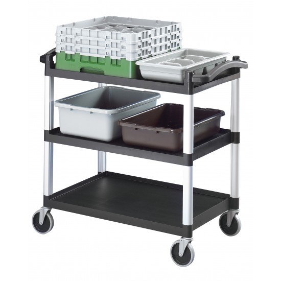 Cambro Servis Arabası, Çevresi Açık, Büyük, Siyah BC340KD