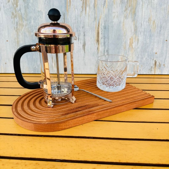 Ahşap French Press Bitki Çay & Kahve Sunumu Altın